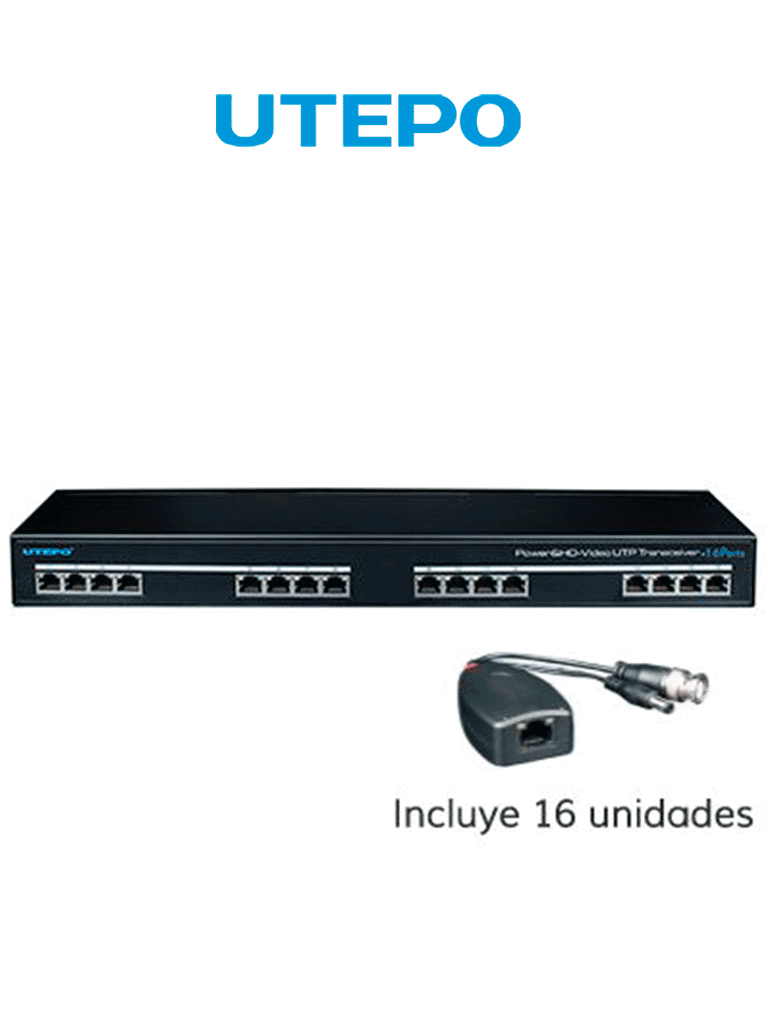 UTEPO UTP116PVHD2 – Transmisor y receptor de 16 canales de video y ene