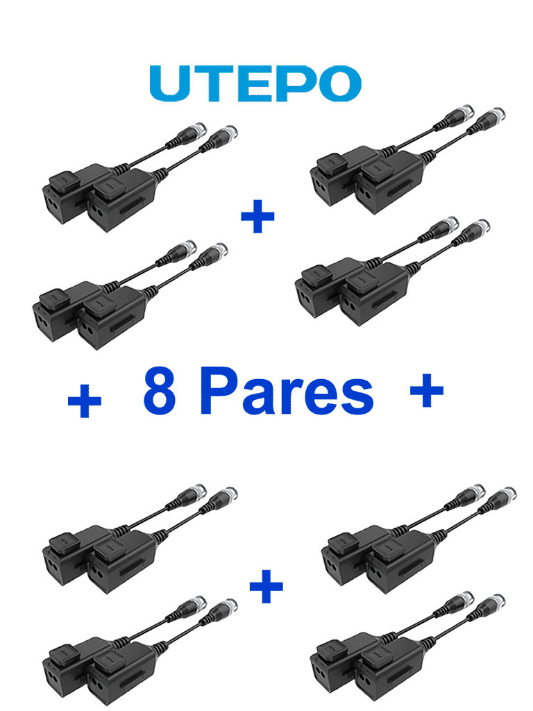 UTEPO UTP101PHD6PAK8 – 8 pares de transceptores pasivos HD, diseño par