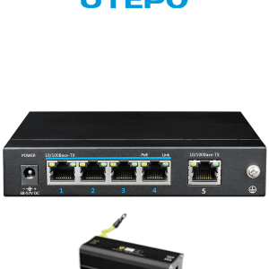 KIT- Switch UTEPO PoE de 5 puertos Fast Ethernet, 4 puertos PoE, 60W t KIT- Switch UTEPO PoE de 5 puertos Fast Ethernet, 4 puertos PoE, 60W t