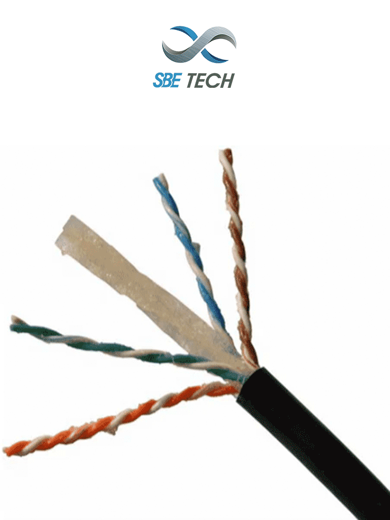 SBE TECH SBE-UTPC6EXT-NP – Cable UTP Categoría 6 para exteriores, 305m