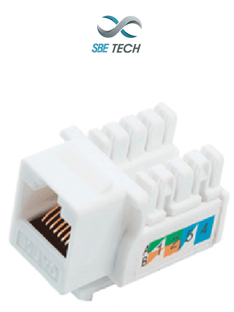 SBETECH 2302WT- Módulo jack keystone RJ45, 8 hilos, CAT 5e, compatible SBETECH 2302WT- Módulo jack keystone RJ45, 8 hilos, CAT 5e, compatible