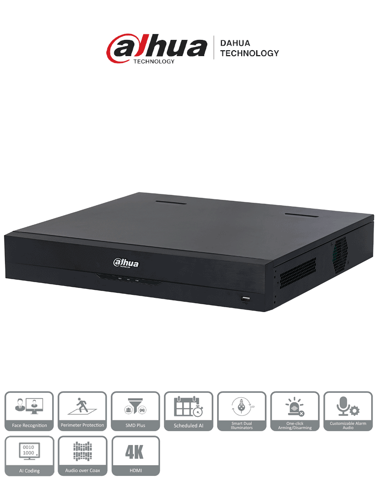 DAHUA DH-XVR5432L-I3 – DVR de 32 canales 5MP Lite con IA WizSense, H.2