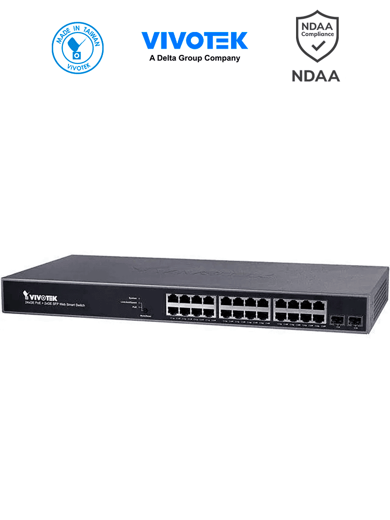 VIVOTEK AW-GEV-267A-370 – VIVOCAM Switch PoE Administrable L2+ con 24