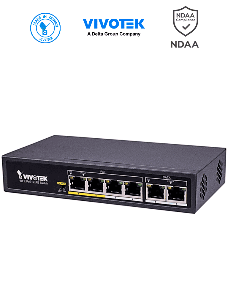 VIVOTEK AW-FET-060C-065 – Switch PoE no administrable con 4 puertos Po