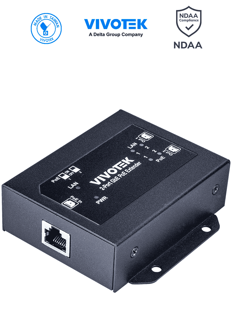 VIVOTEK AP-GXC-0200 – Extensor PoE de 2 puertos Gigabit Ethernet para