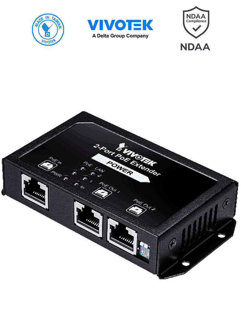 VIVOTEK AP-FXC-0210 – Extensor PoE de 2 puertos Fast Ethernet para int