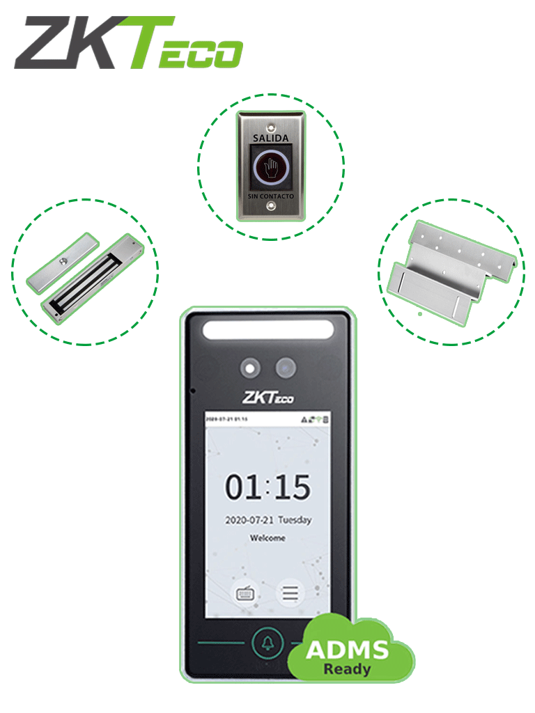 ZKTECO SFV4L1ACPak – Control de Acceso Facial y Tarjeta una Puerta de