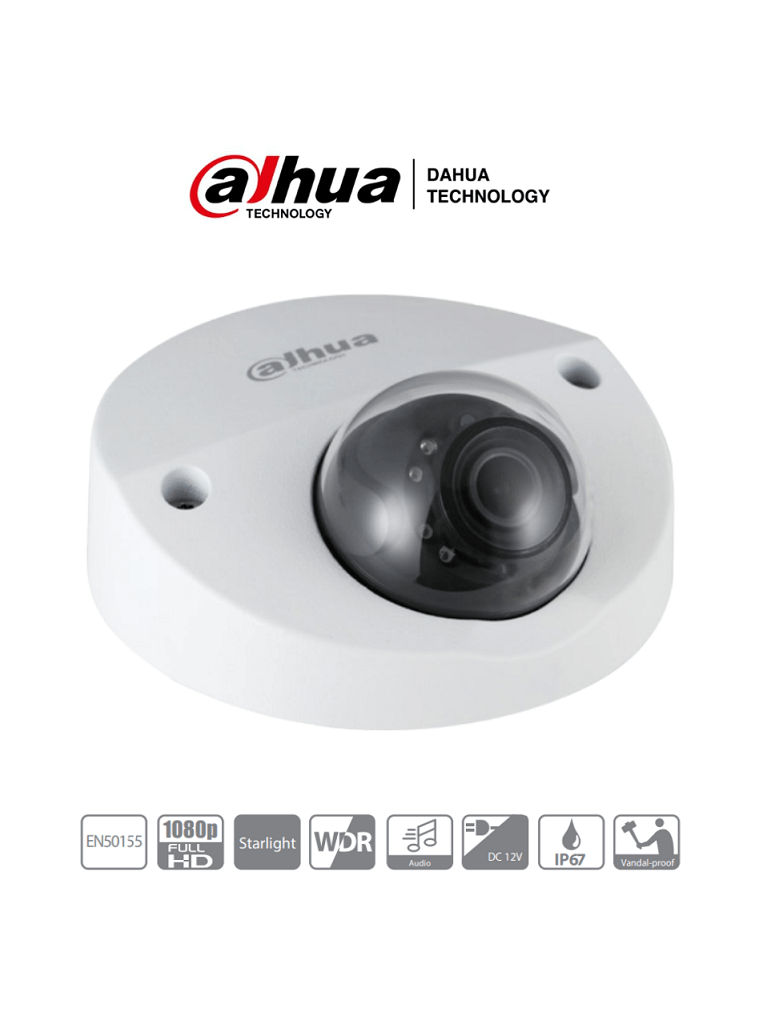 DAHUA HDBW2241F-M-A-28 – Camara Domo 1080p 2 Megapixeles Especial para