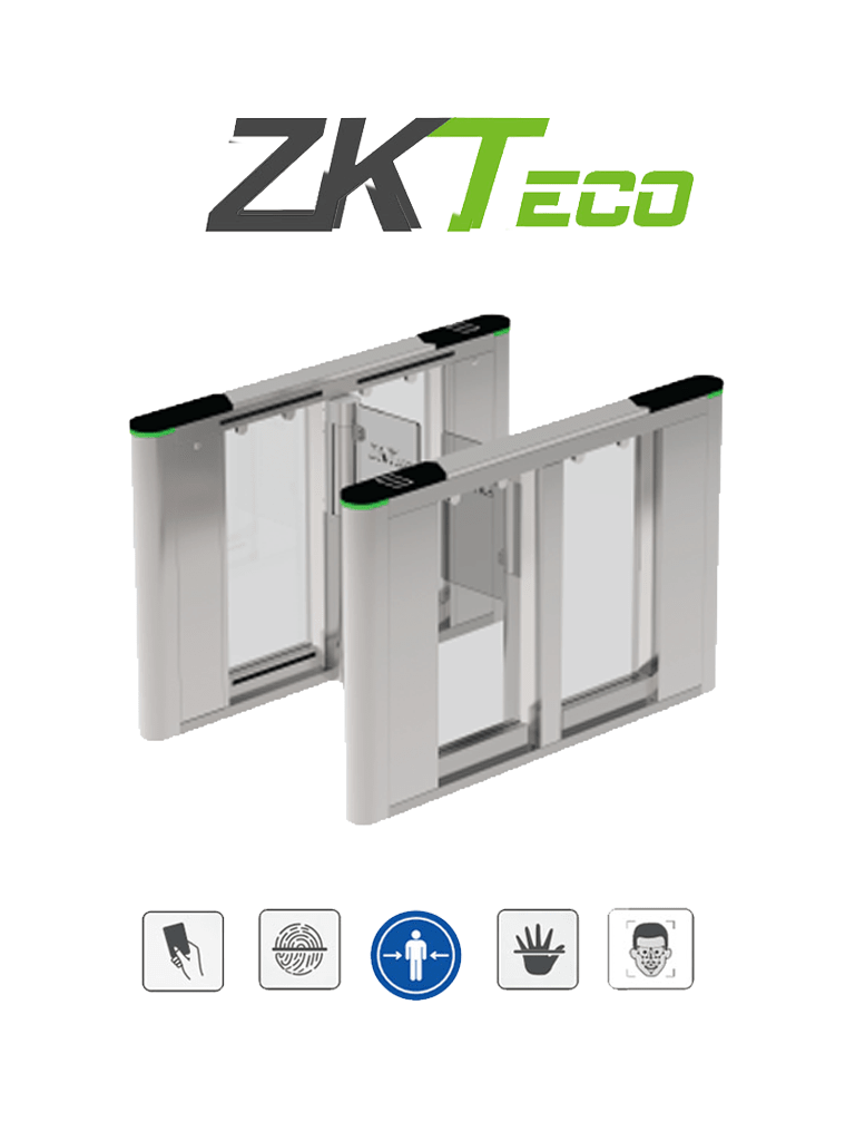 ZKTECO SBTL8000- Barrera Peatonal Tipo Swing Bidirecc. 2 Chasis Acero