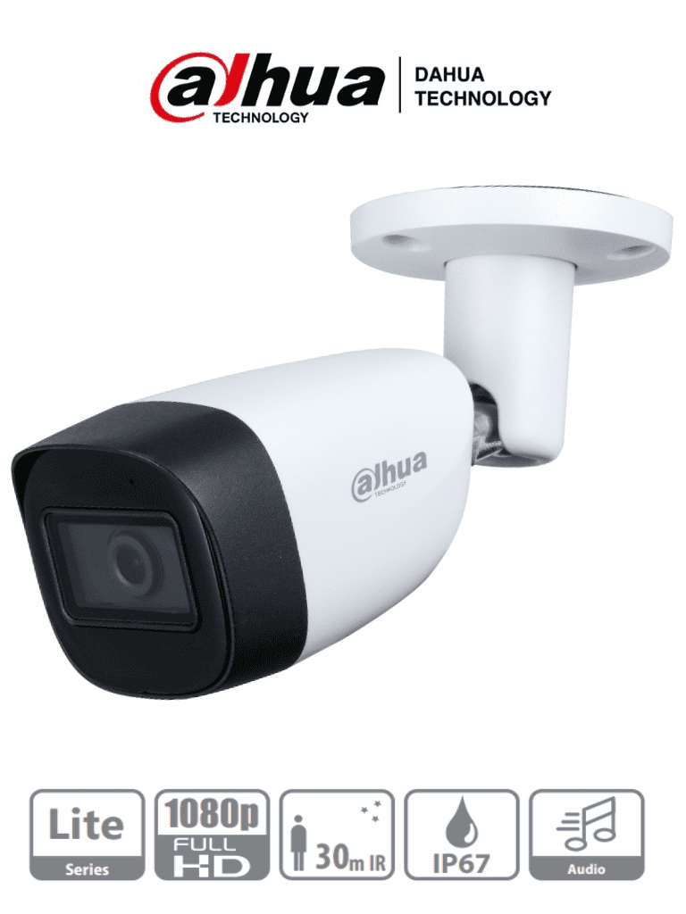 DAHUA HAC-HFW1200CMN-A- Camara Bullet 1080p Lente de 2.8 mm Microfono