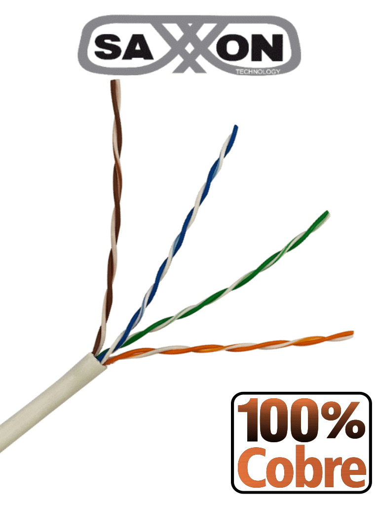 SAXXON OUTP6COP305BC – Bobina de cable UTP Cat6 100 cobre, 305 metros,
