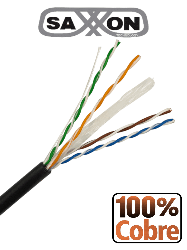 SAXXON OUTP6COP305NE – Bobina de cable UTP Cat6 100 cobre, 305 metros,
