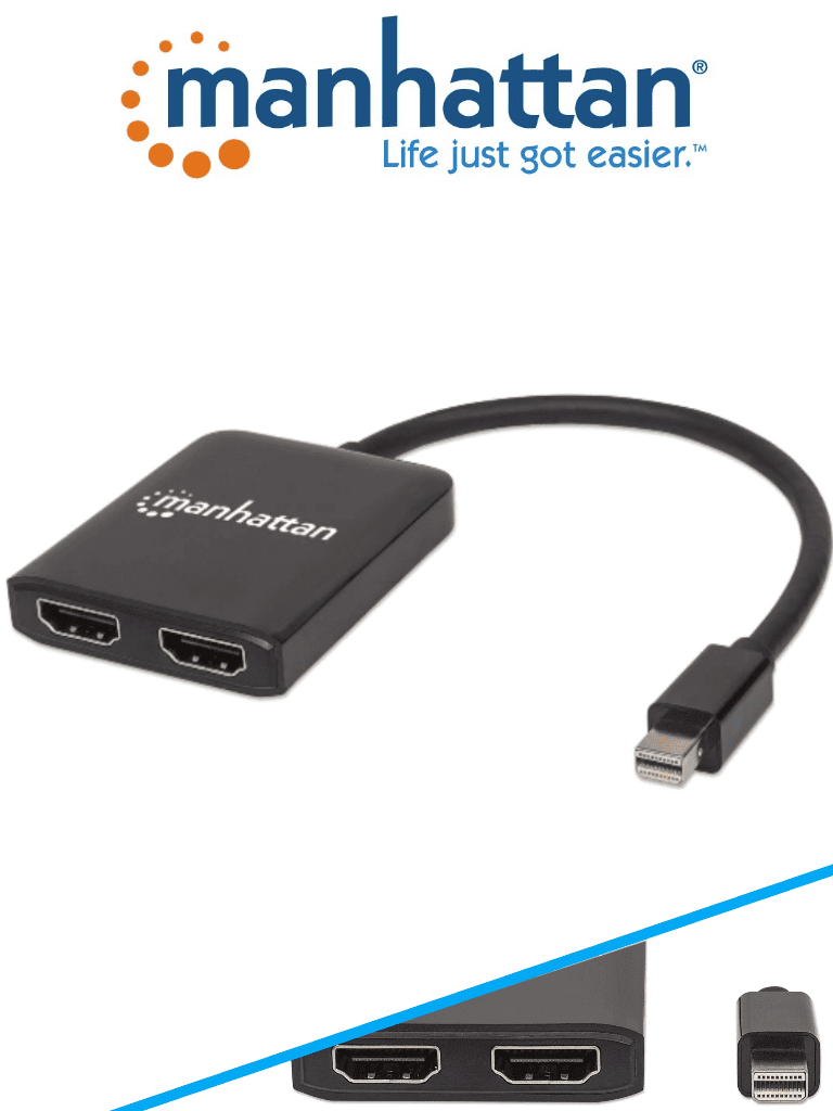 MANHATTAN 152723 – Convertidor Splitter de Mini DisplayPort a 2 Puerto
