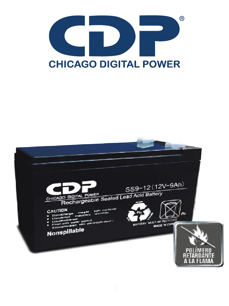 CDP – B-12 9 SLB 12-9 – Bateria de respaldo 12V a 9A Libre de mantenim