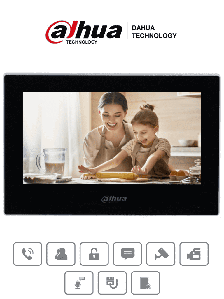 DAHUA VTH2621G-P – Monitor IP táctil de 7″ en negro, Serie Lite, ideal