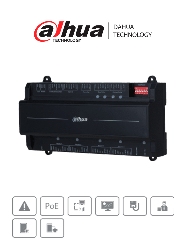 DAHUA ASC2202B-D – Panel de Control de Acceso de 2 Puertas y 4 Lectora