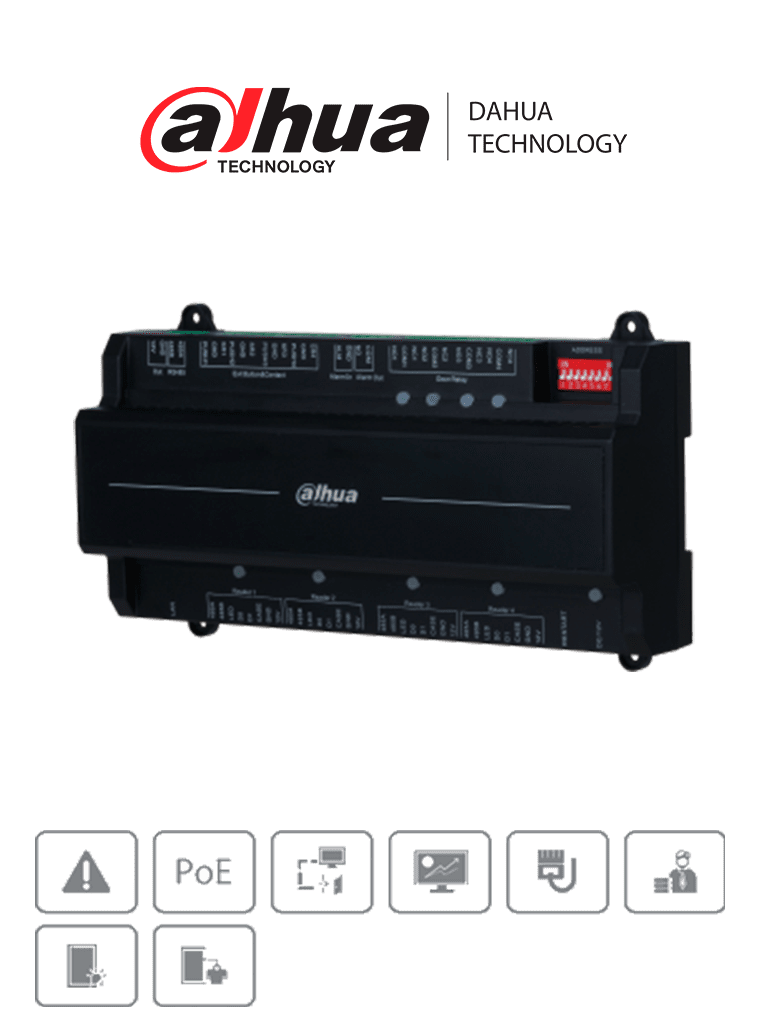 DAHUA ASC2204B-S – Panel de Control de Acceso para 4 Puertas y 4 Lecto