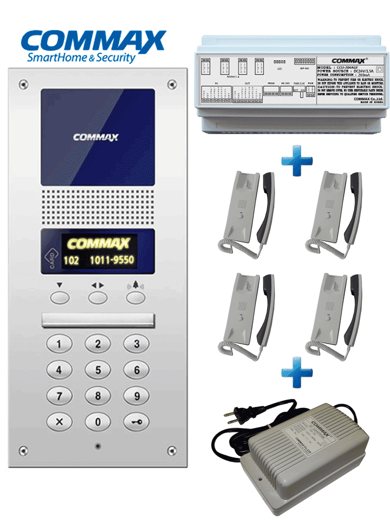 COMMAX AUDIOGATE4P – Paquete de audio portero con 4 auriculares AP2SAG