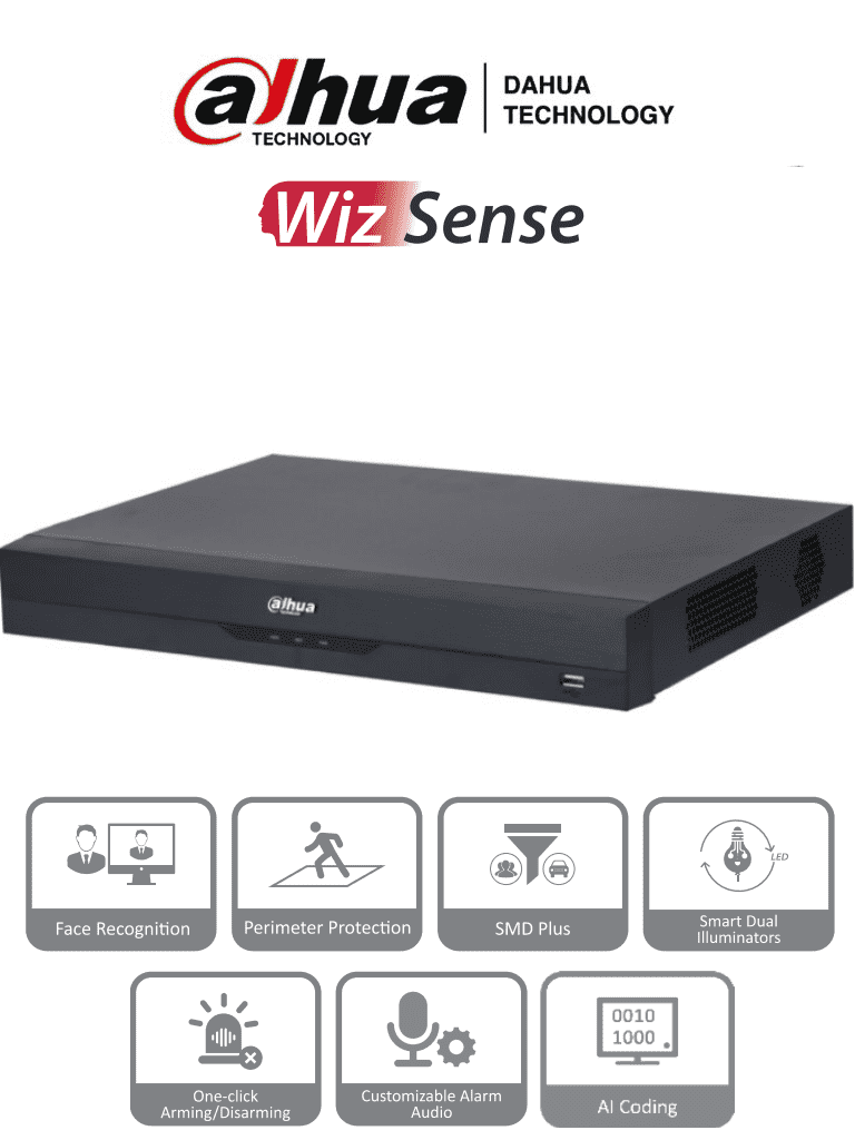 DAHUA XVR5216AN-I3 – DVR de 16 Canales de 5 Megapíxeles Lite WizSense