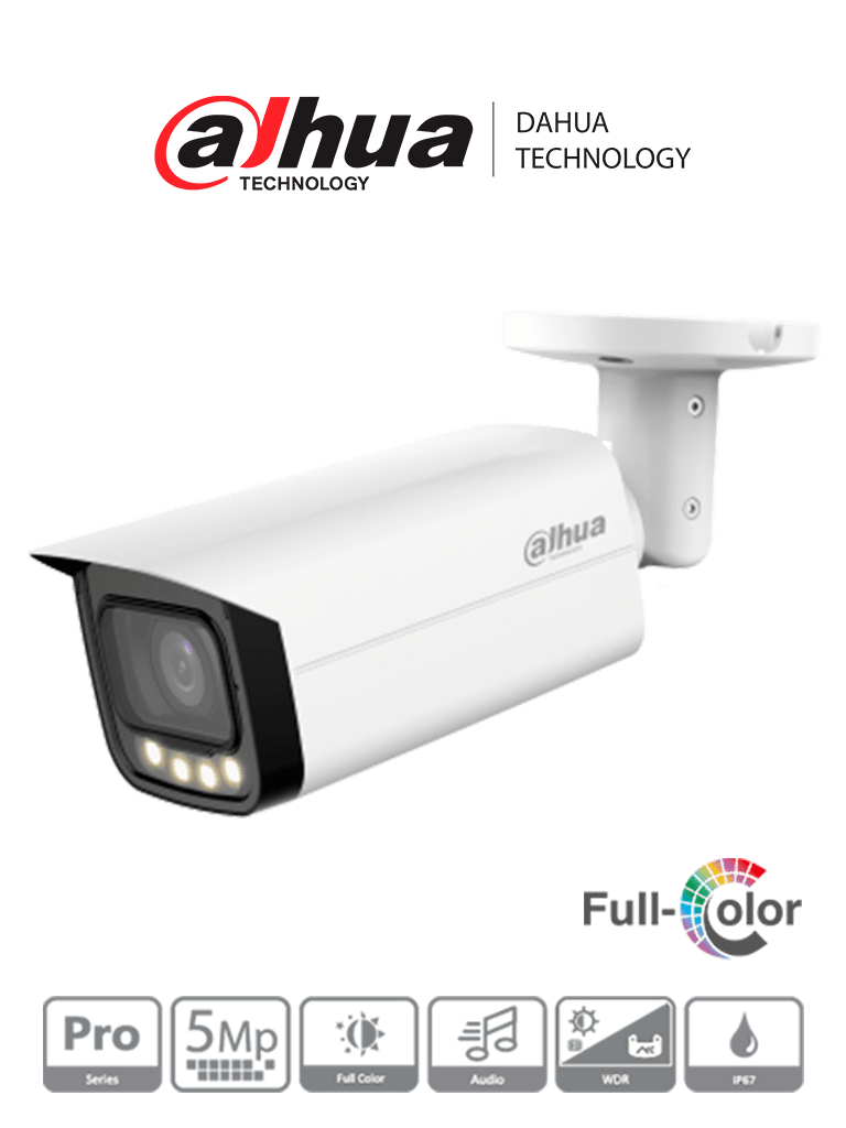 Dahua HAC-HFW2509TU-A-LED – Cámara Bullet Full Color de 5 Megapíxeles