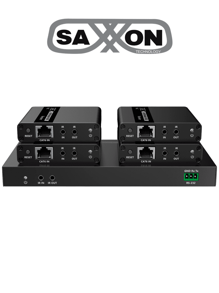 SAXXON LKV724P- Kit Extensor HDMI de 4 Puertos Resolucion 4K 30Hz Hast