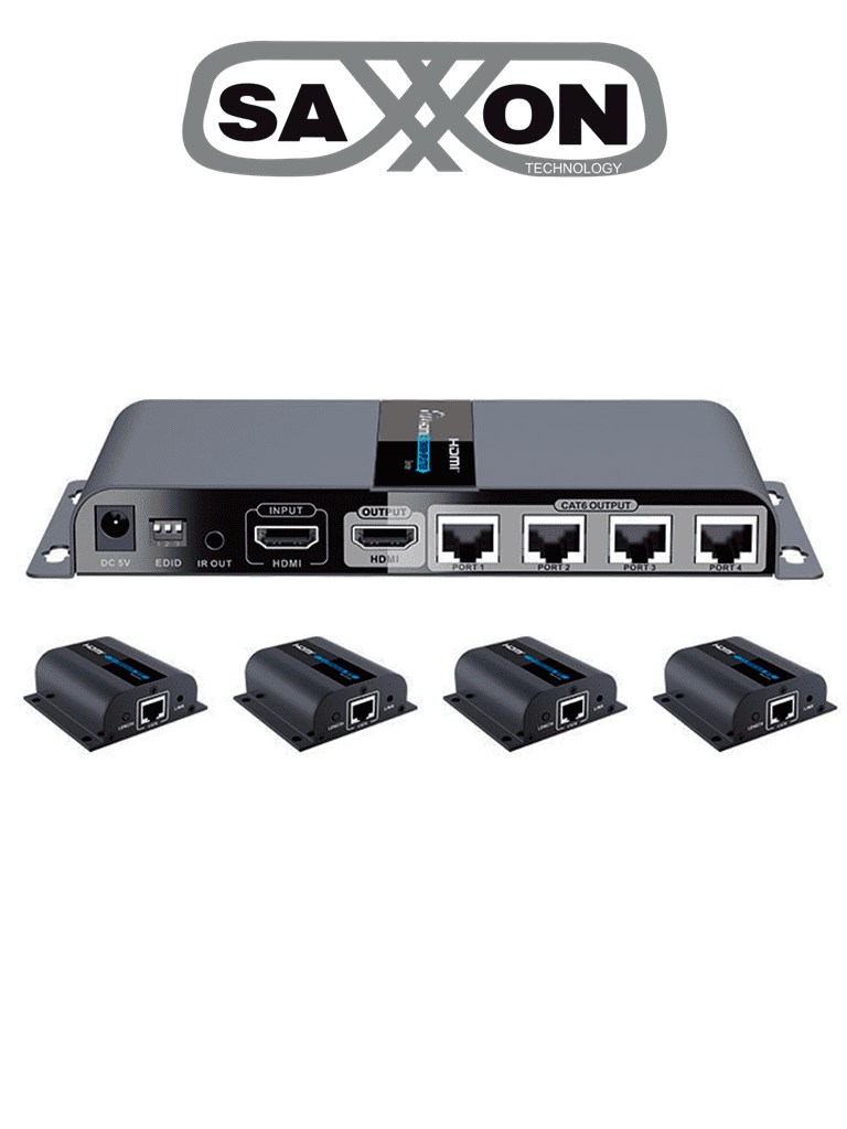 SAXXON LKV714PRO- Kit Extensor HDMI de 4 Puertos Resolución 1080p Hast SAXXON LKV714PRO- Kit Extensor HDMI de 4 Puertos Resolución 1080p Hast