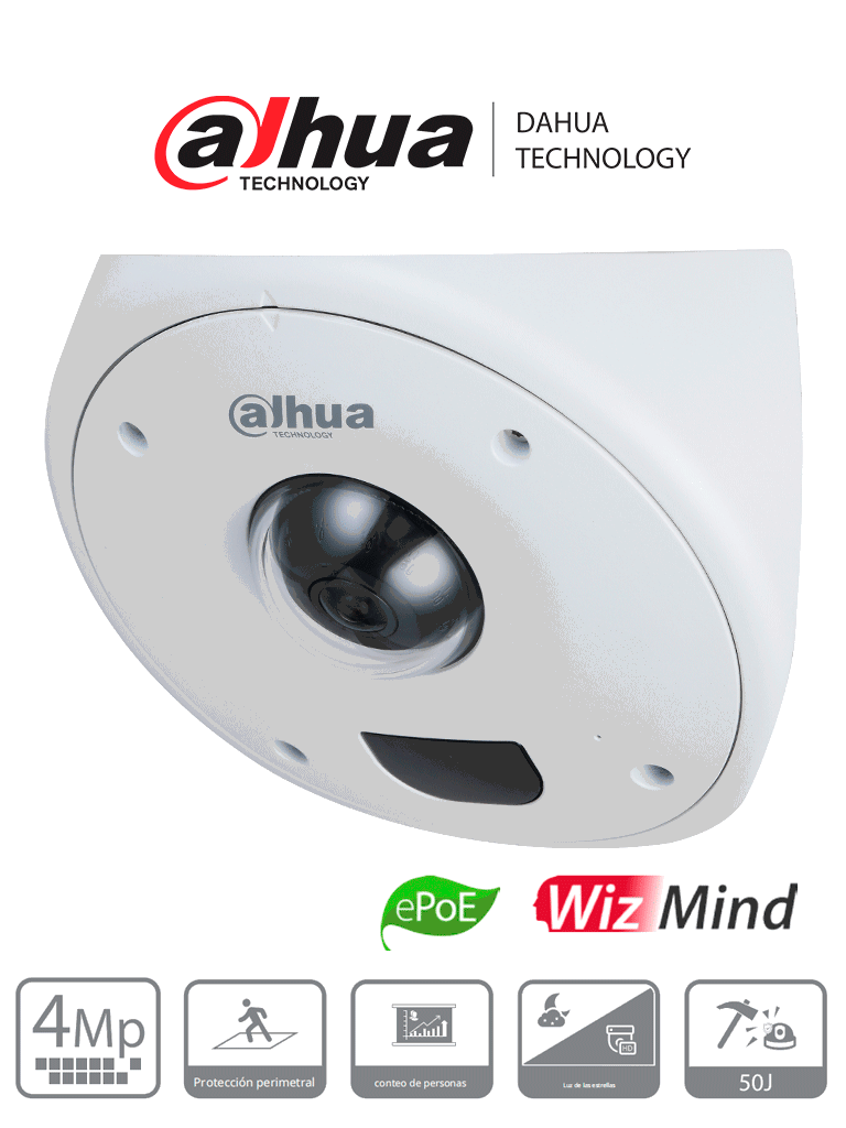 DAHUA IPC-HCBW8442 – Domo IP de 4 MP para Montaje en Esquinas Lente de