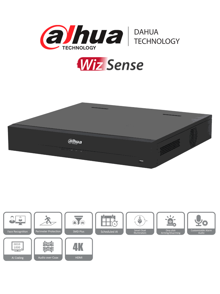 DAHUA DH-XVR5416L-4KL-I3 – DVR de 16 canales, resolución 4K, WizSense,