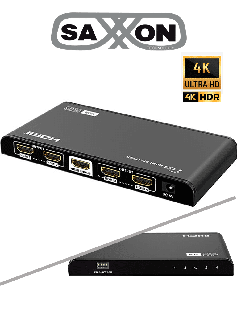 SAXXON LKV314HDR-V2.0 – Divisor HDMI 4K de 1 Entrada y 4 salidas Resol
