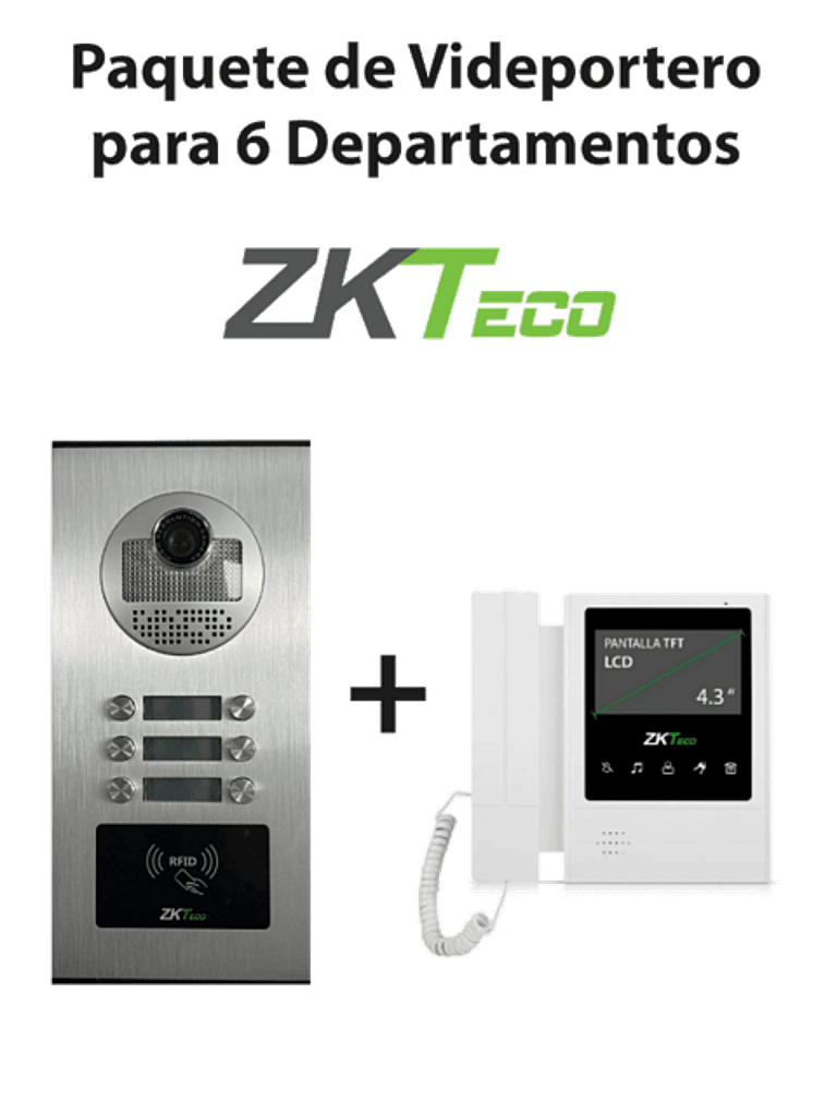 ZKTeco VE06A01PAQ4P – Paquete de Videoportero para 6 Departamentos VE0