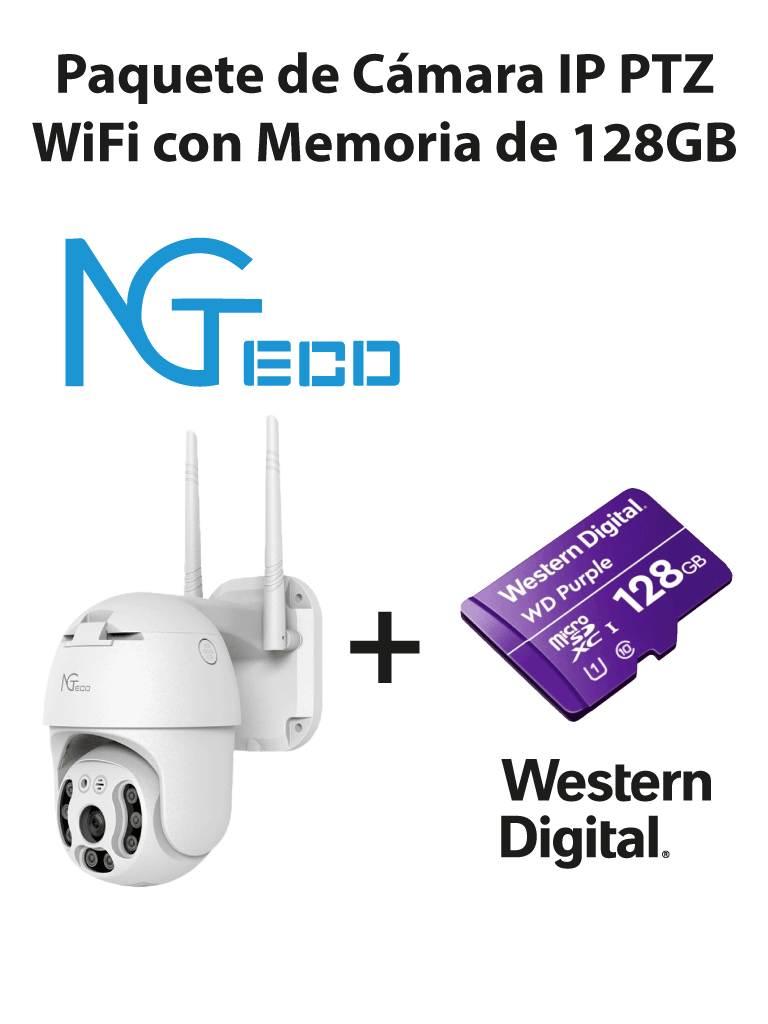 NGTECO NGC4200PAK – Paquete de Cámara NGC4200 IP PTZ WiFi 3MP con Memo