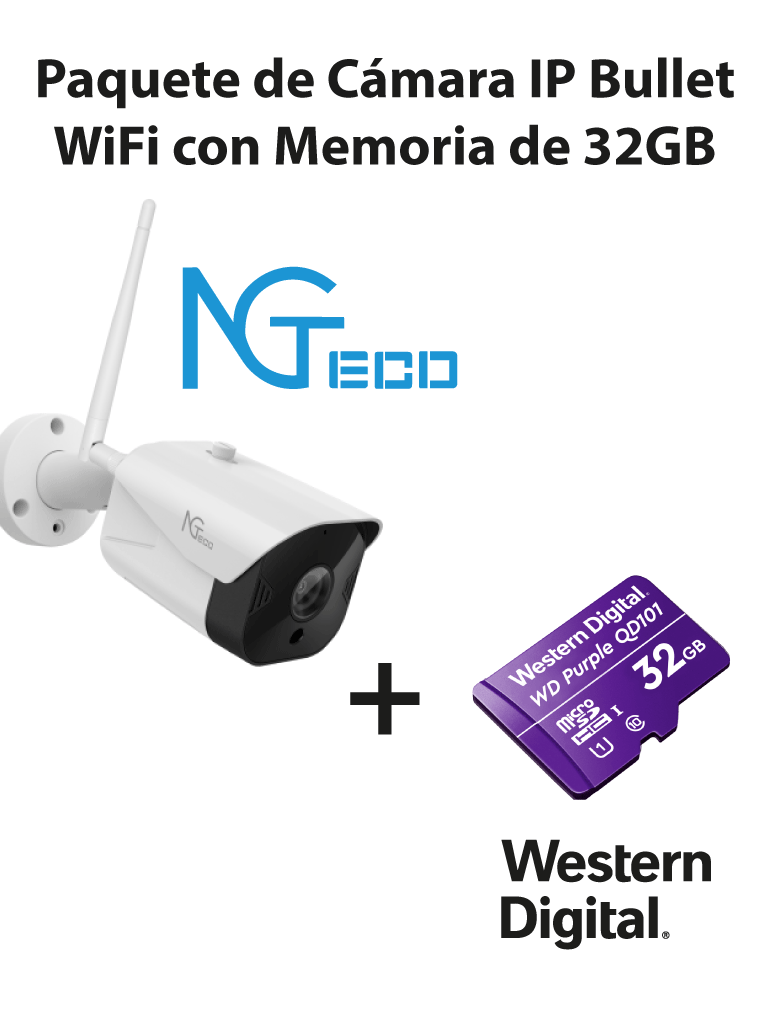 NGTECO NGC401PAK – Paquete de Cámara NGC401 IP Bullet WiFi 1080P con M
