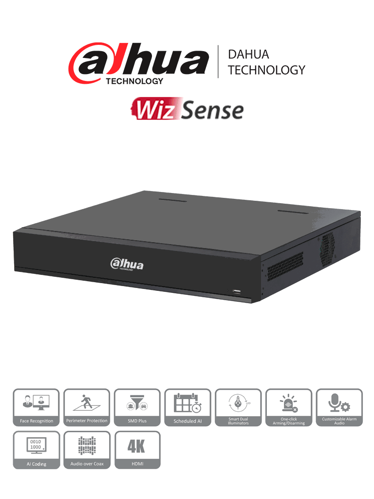 DAHUA DH-XVR7416L-4K-I3 – DVR de 16 Canales 4k WizSense H.265+ IA 4 Ba DAHUA DH-XVR7416L-4K-I3 – DVR de 16 Canales 4k WizSense H.265+ IA 4 Ba