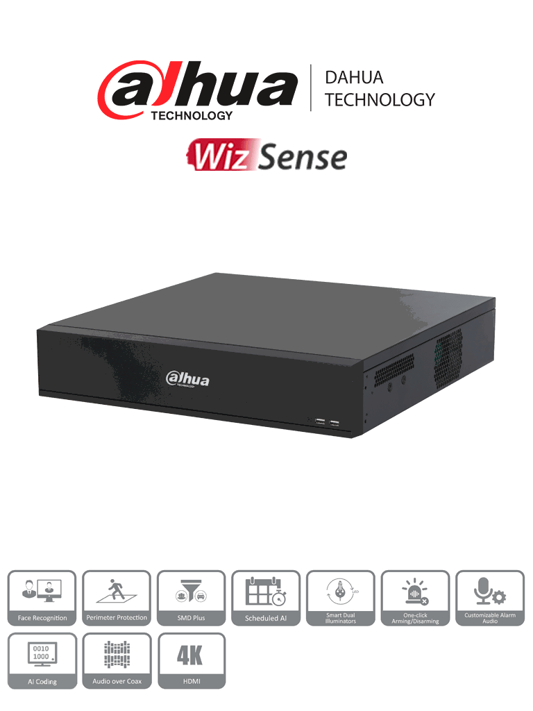 DAHUA DH-XVR7816S-4K-I3 -DVR de 16 Canales 4k WizSense H.265+ 8 Bahías DAHUA DH-XVR7816S-4K-I3 -DVR de 16 Canales 4k WizSense H.265+ 8 Bahías