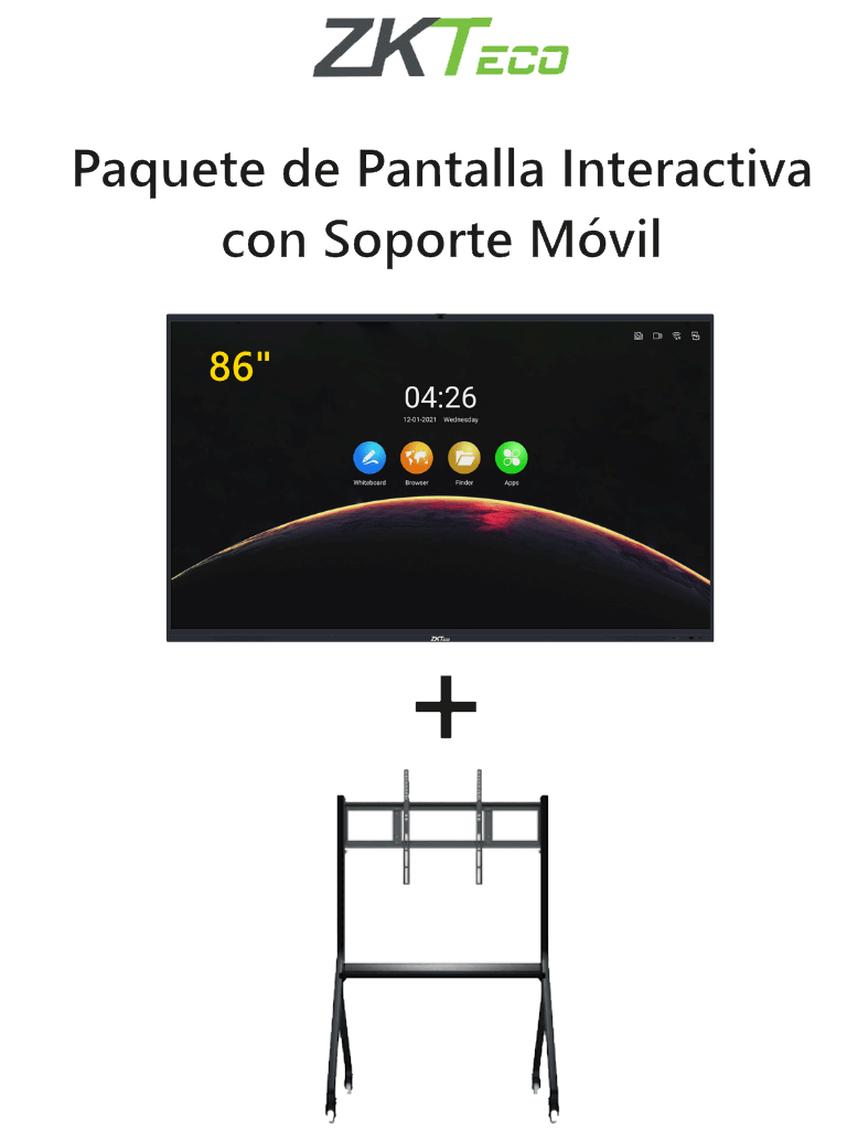 ZKTECO IWB86BPAQ – Paquete de Pantalla Digital Interactiva de 86 pulga