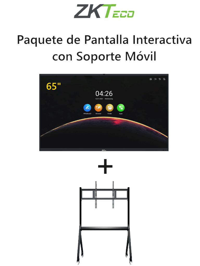 ZKTECO IWB65BPAQ – Paquete de Pantalla Digital Interactiva de 65 pulga