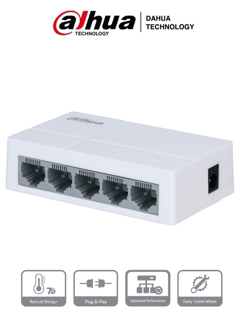 DAHUA PFS3005-5ET-L – Switch para Escritorio 5 Puertos Fast Ethernet 1