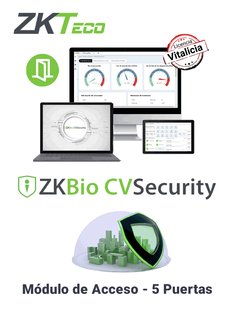 ZKTECO ZKBIOCVACP5 – Licencia Vitalicia para 5 Puertas en Control de A