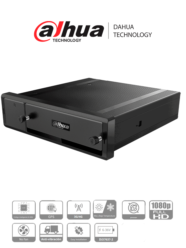 DAHUA DHI-MXVR4104-GFI – DVR Movil de 4 Canales HDCVI 1080p+4 Canales
