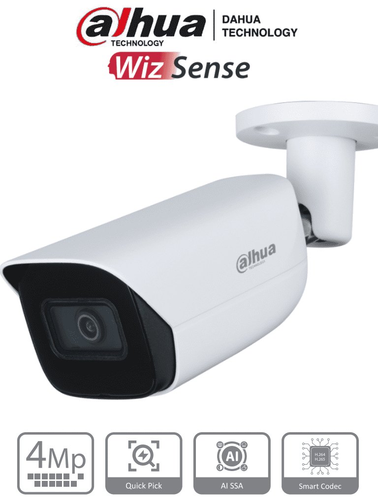 DAHUA IPC-HFW3441E-S-S2 – Camara IP Bullet de 4 Megapixeles con IA Wiz