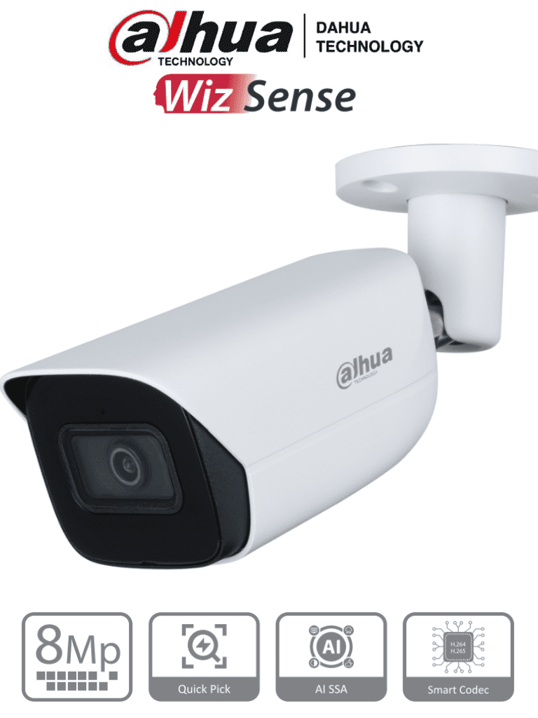 DAHUA IPC-HFW3841E-AS-S2 – Camara IP Bullet de 8 Megapixeles con IA Wi
