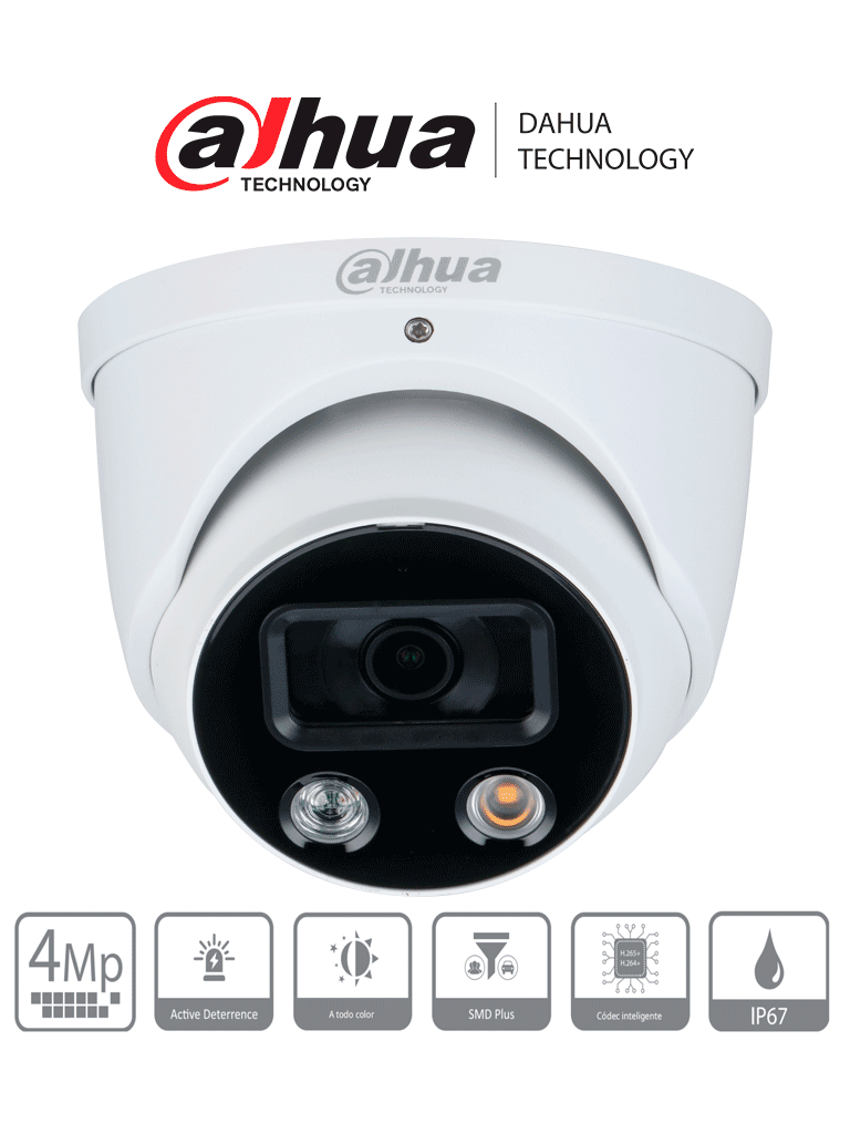 DAHUA DH-IPC-HDW3449H-AS-PV – Camara IP Domo TiOC de 4 Megapixeles Wiz
