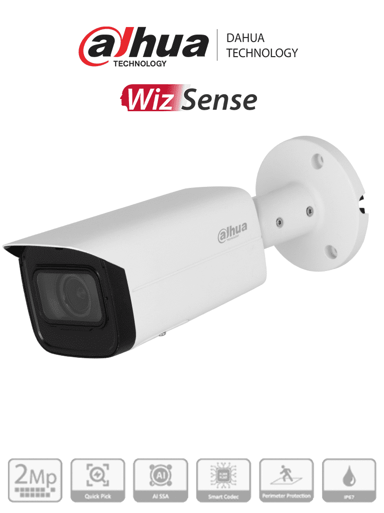 DAHUA IPC-HFW3241T-ZAS-S2 – Cámara IP Bullet de 2MP WizSense Lente Mot