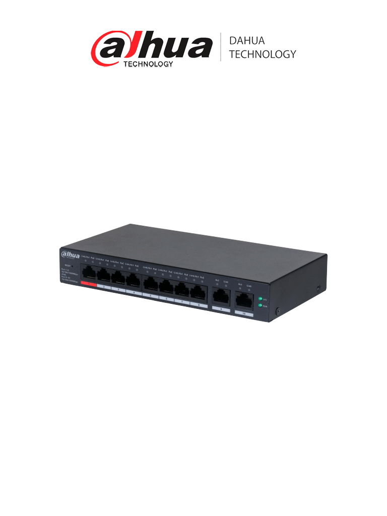 DAHUA DHCS40108GT110 – Switch de 10 Puertos Gigabit 8 Puertos PoE 2 Pu