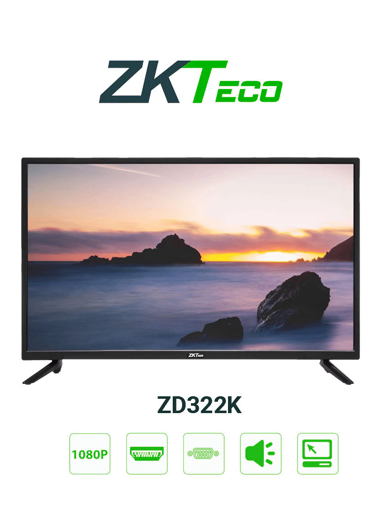 ZKTECO ZD322K – Pantalla LED FHD Profesional de 32 pulgadas Resolución