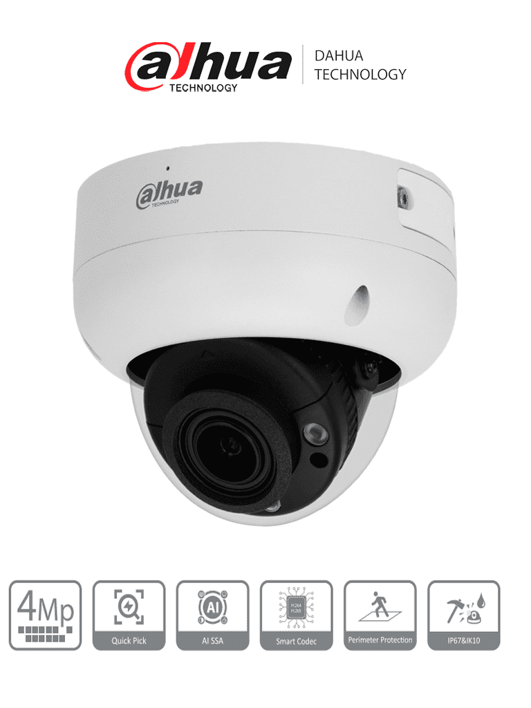 DAHUA DH-IPC-HDBW3441R-ZAS-S2 Cámara IP Domo de 4 MP WizSense Lente Va