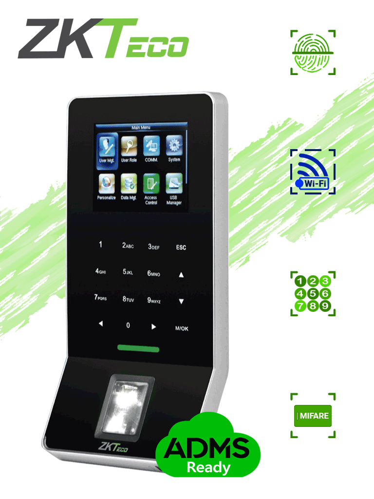 ZKTECO F22Mifare – Control de Acceso y Asistencia 3000 Huellas 5000 Ta