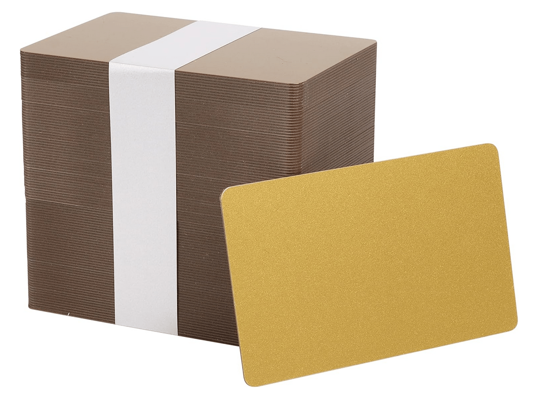100 Tarjetas PVC ORO p/Impresora de credenciales