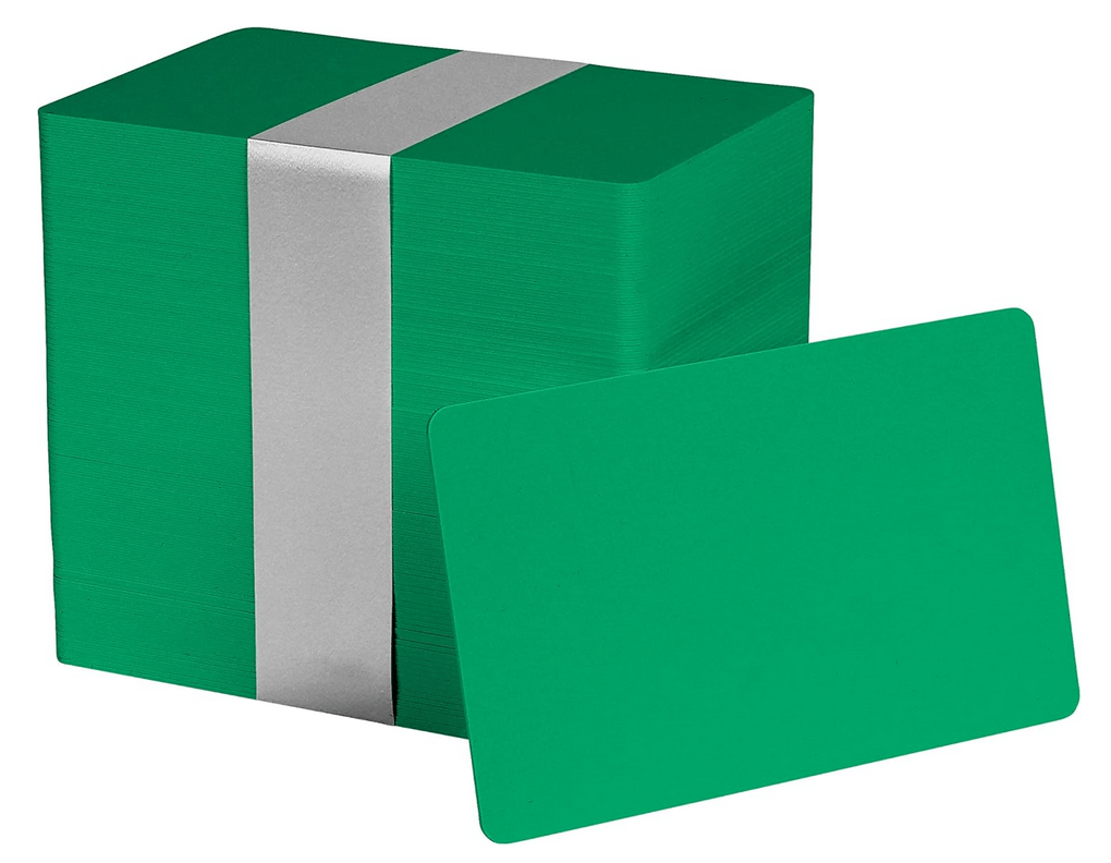 100 Tarjetas PVC VERDE p/Impresora de credenciales