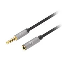 CABLE AUDIO ESTEREO MANHATTAN, 356022, 3.5MM EXTEN. M-H 1.0M NEGRO/ALU